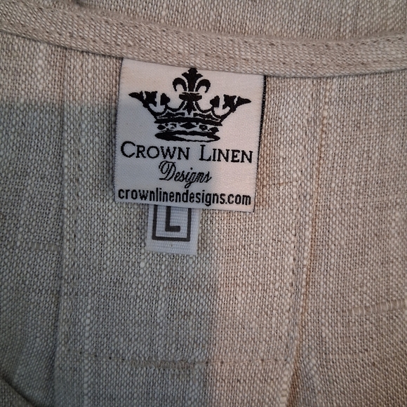 Crown Linen Design European Linen Bell Sleeve Blouse Size Large - Picture 5 of 9